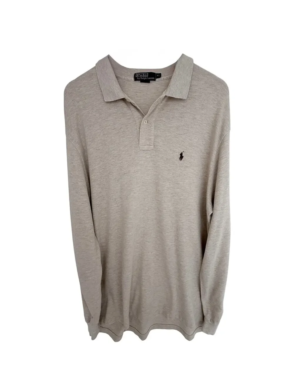 Polo Ralph Lauren Long Sleeve Polo Shirt Mens XL Beige Pony Logo Classic Fit